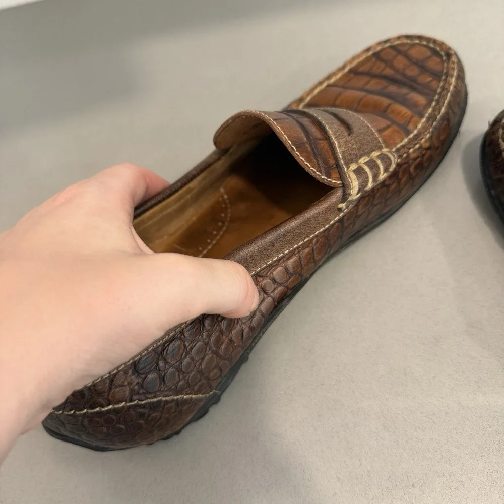 Martin Dingman Bill Alligator Penny Loafers Men's 8 Brown Old Money Heritage